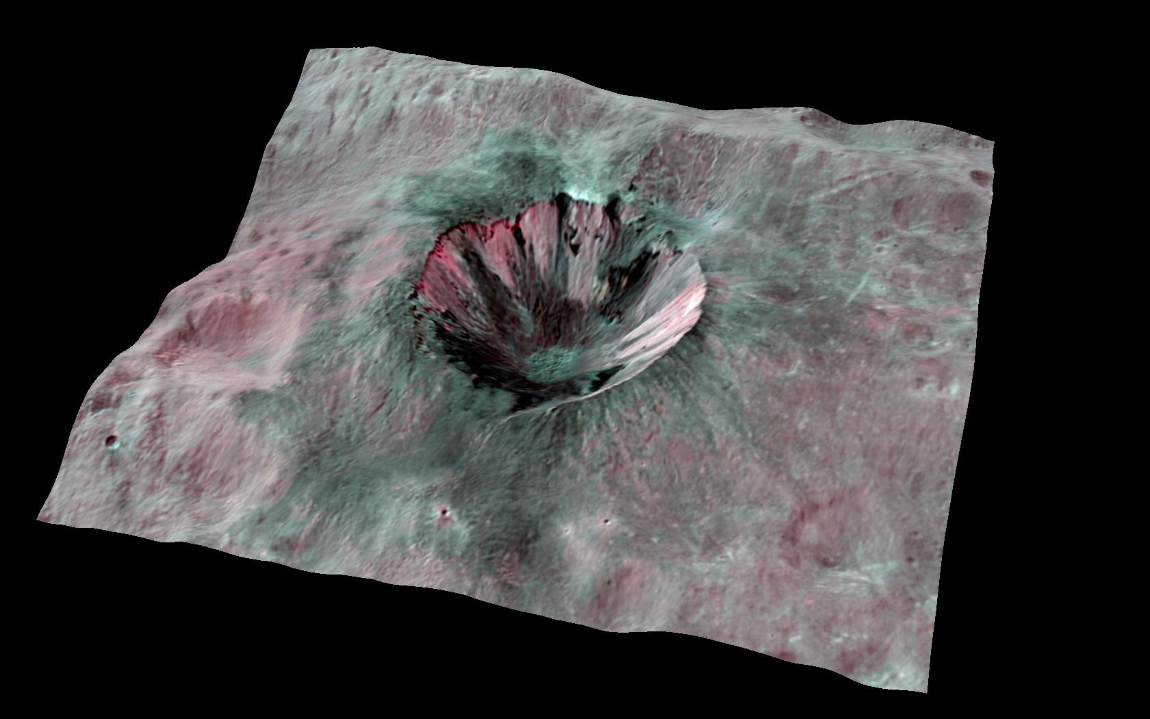 Crater on Huge Asteroid Vesta Gets 3D Treatment